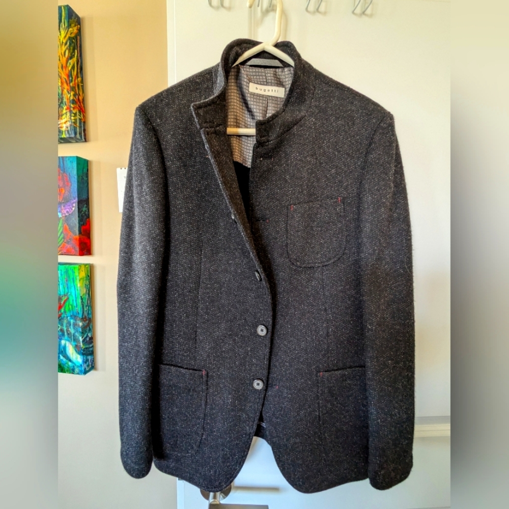 Bugatti Wool Jacket like new 38 R 38R charcoal grey tweed